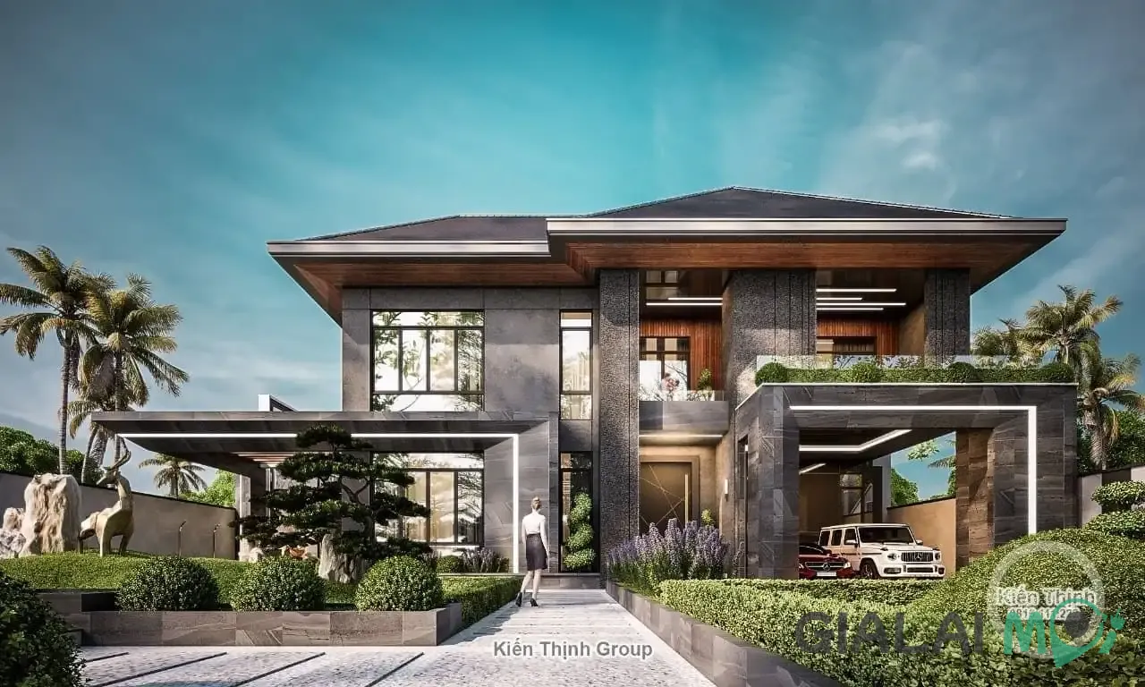 Một căn nhà phố hiện đại 2 tầng với sân vườn tại Tuy Phước Tây Gia Lai