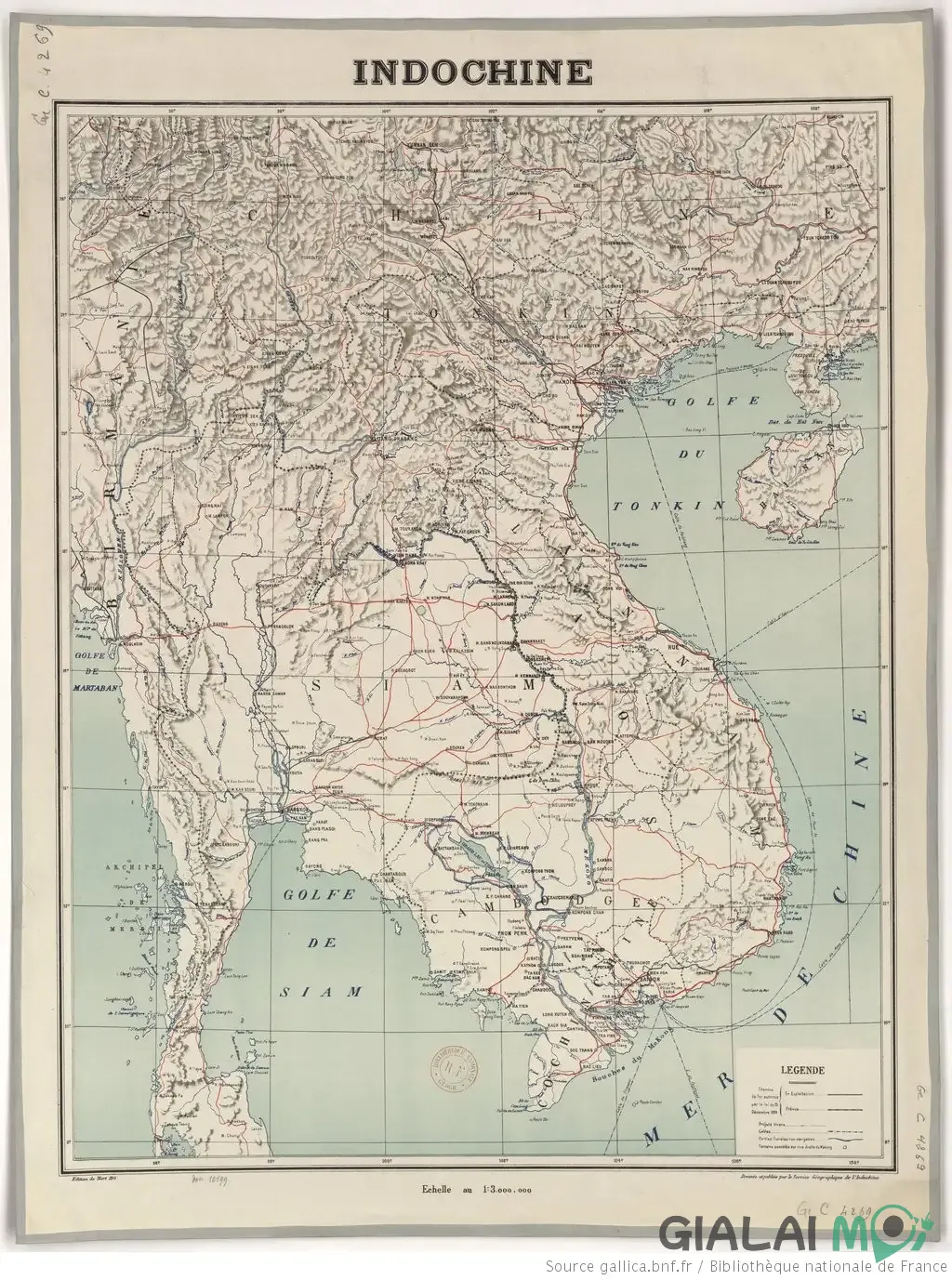 Bản đồ Đông Dương thuộc Pháp cuối thế kỷ 19 thể hiện sự mở rộng của quyền kiểm soát Pháp